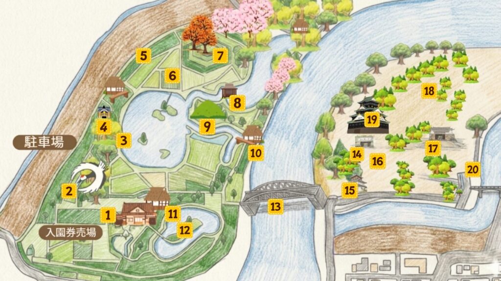 後楽園から岡山城コースマップ