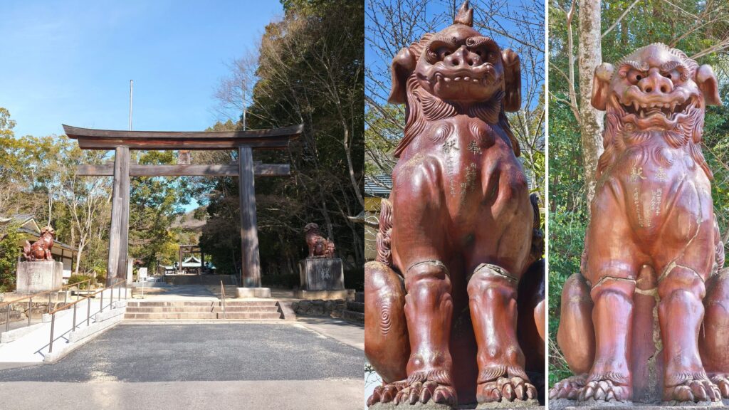 岡山護国神社鳥居と狛犬