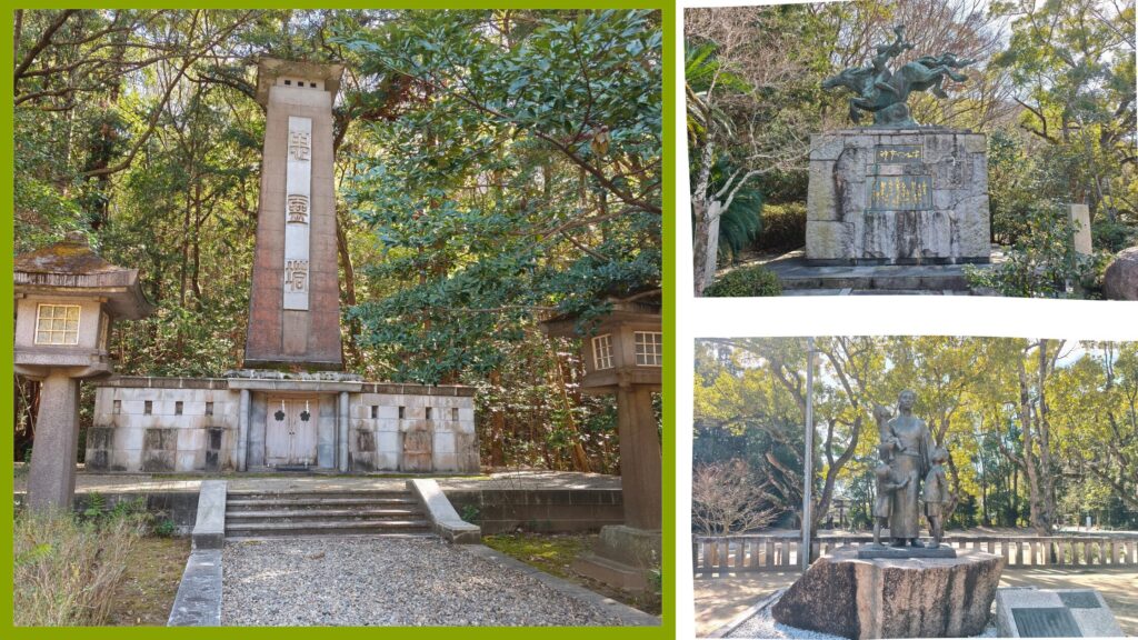 岡山護国神社慰霊碑と母の像・平和の女神像