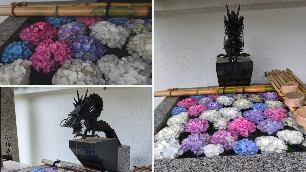 西法院 紫陽花の花手水